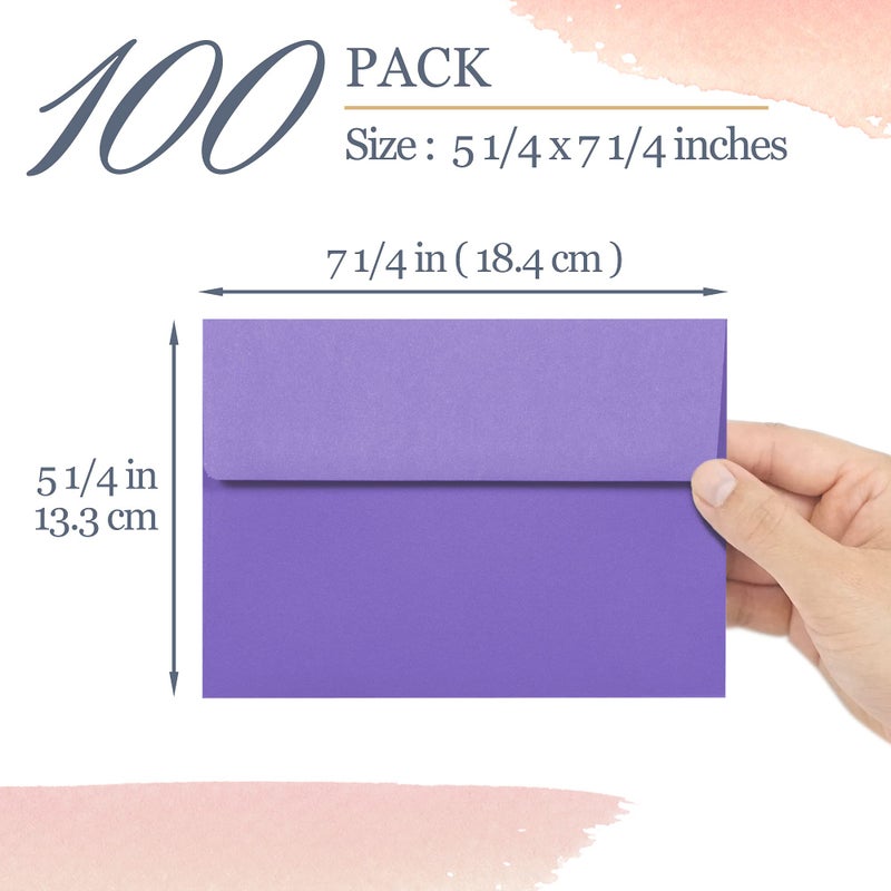 MATICAN أظرف دعوات، عبوة 100، أظرف 5x7، أظرف A7 للدعوات، بنفسجي، 5 1/4 × 7 1/4 بوصة - Image 4